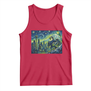 Starry Night Seattle Skyline Eagle Tank Top Vintage Football Fan Pacific Northwest Pride