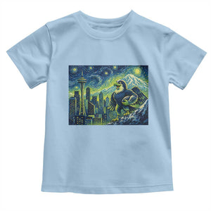 Starry Night Seattle Skyline Eagle Toddler T Shirt Vintage Football Fan Pacific Northwest Pride