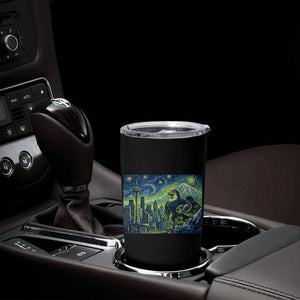 Starry Night Seattle Skyline Eagle Tumbler Cup Vintage Football Fan Pacific Northwest Pride