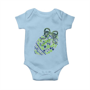 Floral Football With Bow Green And Blue Baby Onesie Game Day Sports Fan TS12 Light Blue Print Your Wear