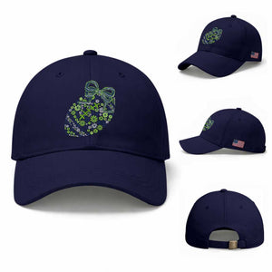 Floral Football With Bow Green And Blue Baseball Cap Game Day Sports Fan