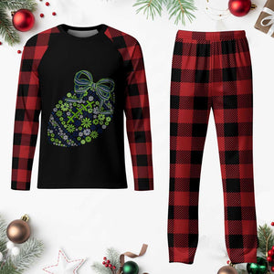 Floral Football With Bow Green And Blue Plaid Pajama Set Game Day Sports Fan TS12 Buffalo Plaid Print Your Wear