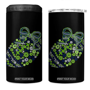 Floral Football With Bow Green And Blue 4 in 1 Can Cooler Tumbler Game Day Sports Fan TS12 One Size: 16 oz Black Print Your Wear