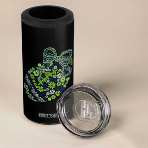 Floral Football With Bow Green And Blue 4 in 1 Can Cooler Tumbler Game Day Sports Fan TS12 Print Your Wear