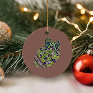 Floral Football With Bow Green And Blue Ceramic Ornament Game Day Sports Fan TS12 1pc Mocha Print Your Wear