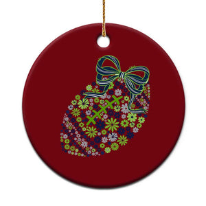 Floral Football With Bow Green And Blue Ceramic Ornament Game Day Sports Fan TS12 1pc Red Print Your Wear