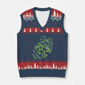 Floral Football With Bow Green And Blue V-Neck Knit Sweater Vest Game Day Sports Fan TS12 Navy Red Print Your Wear