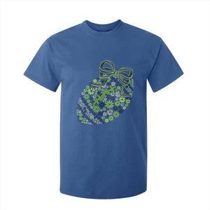 Floral Football With Bow Green And Blue T Shirt For Kid Game Day Sports Fan TS12 Royal Blue Print Your Wear