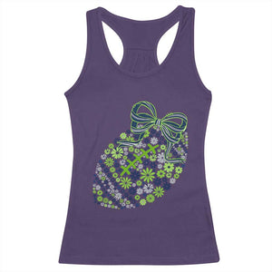 Floral Football With Bow Green And Blue Racerback Tank Top Game Day Sports Fan TS12 Purple Print Your Wear