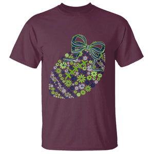 Floral Football With Bow Green And Blue T Shirt Game Day Sports Fan TS12 Maroon Print Your Wear