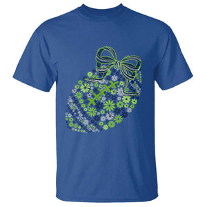 Floral Football With Bow Green And Blue T Shirt Game Day Sports Fan TS12 Royal Blue Print Your Wear