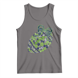 Floral Football With Bow Green And Blue Tank Top Game Day Sports Fan TS12 Deep Heather Print Your Wear