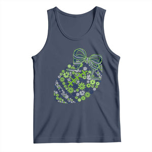 Floral Football With Bow Green And Blue Tank Top Game Day Sports Fan TS12 Navy Print Your Wear