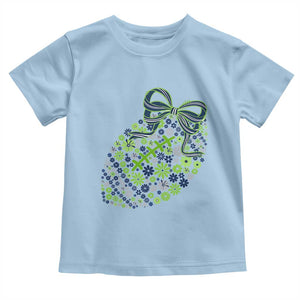 Floral Football With Bow Green And Blue Toddler T Shirt Game Day Sports Fan TS12 Light Blue Print Your Wear