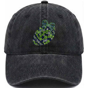 Floral Football With Bow Green And Blue Washed Cotton Baseball Cap Game Day Sports Fan