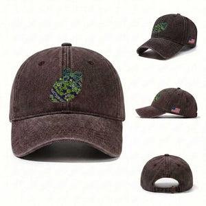 Floral Football With Bow Green And Blue Washed Cotton Baseball Cap Game Day Sports Fan