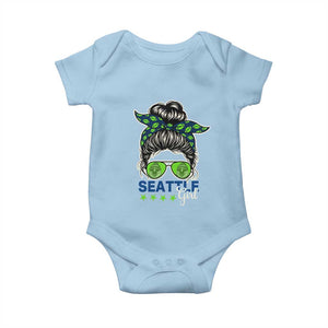 Seattle Girl Football Baby Onesie Messy Bun Game Day Sports Fan