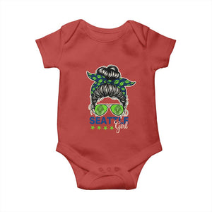 Seattle Girl Football Baby Onesie Messy Bun Game Day Sports Fan