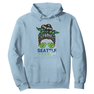 Seattle Girl Football Hoodie Messy Bun Game Day Sports Fan