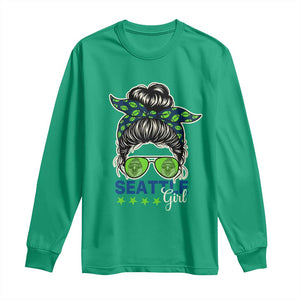 Seattle Girl Football Long Sleeve Shirt Messy Bun Game Day Sports Fan