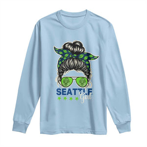 Seattle Girl Football Long Sleeve Shirt Messy Bun Game Day Sports Fan