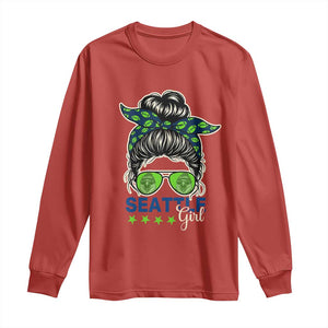 Seattle Girl Football Long Sleeve Shirt Messy Bun Game Day Sports Fan