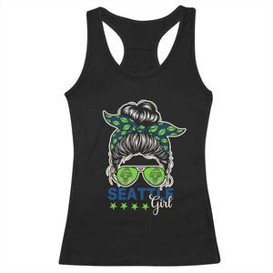 Seattle Girl Football Racerback Tank Top Messy Bun Game Day Sports Fan