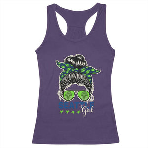 Seattle Girl Football Racerback Tank Top Messy Bun Game Day Sports Fan