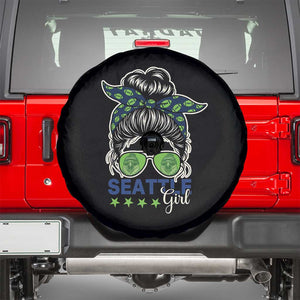 Seattle Girl Football Spare Tire Cover Messy Bun Game Day Sports Fan