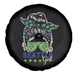 Seattle Girl Football Spare Tire Cover Messy Bun Game Day Sports Fan