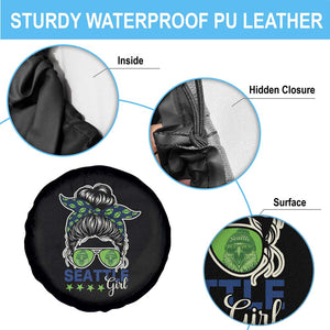 Seattle Girl Football Spare Tire Cover Messy Bun Game Day Sports Fan