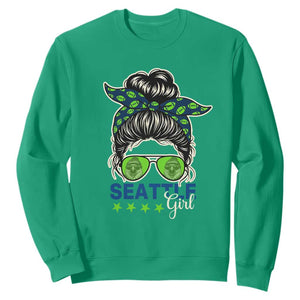 Seattle Girl Football Sweatshirt Messy Bun Game Day Sports Fan