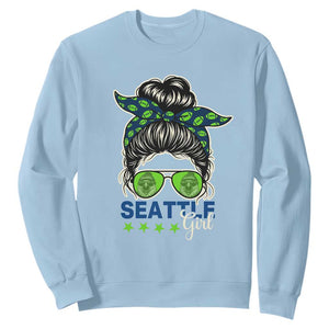 Seattle Girl Football Sweatshirt Messy Bun Game Day Sports Fan