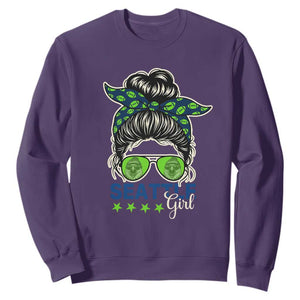 Seattle Girl Football Sweatshirt Messy Bun Game Day Sports Fan