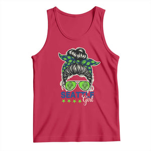 Seattle Girl Football Tank Top Messy Bun Game Day Sports Fan
