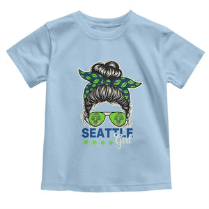 Seattle Girl Football Toddler T Shirt Messy Bun Game Day Sports Fan