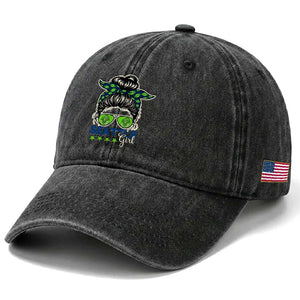 Seattle Girl Football Washed Cotton Baseball Cap Messy Bun Game Day Sports Fan