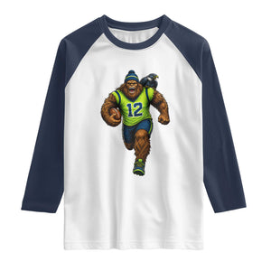 SeaSquatch Football Fan Raglan Shirt Bigfoot Seattle Sports Pride Graphic