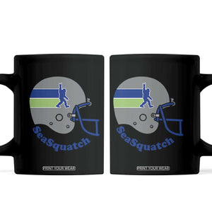 SeaSquatch Bigfoot Football Helmet Coffee Mug Seattle Sports Fan Pride