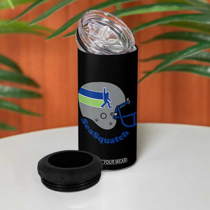 SeaSquatch Bigfoot Football Helmet 4 in 1 Can Cooler Tumbler Seattle Sports Fan Pride