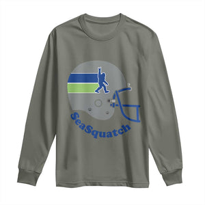 SeaSquatch Bigfoot Football Helmet Long Sleeve Shirt Seattle Sports Fan Pride
