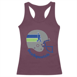 SeaSquatch Bigfoot Football Helmet Racerback Tank Top Seattle Sports Fan Pride