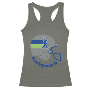 SeaSquatch Bigfoot Football Helmet Racerback Tank Top Seattle Sports Fan Pride