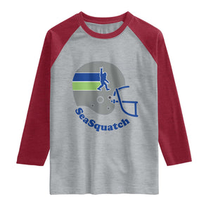 SeaSquatch Bigfoot Football Helmet Raglan Shirt Seattle Sports Fan Pride