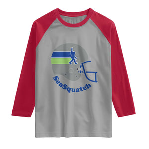 SeaSquatch Bigfoot Football Helmet Raglan Shirt Seattle Sports Fan Pride