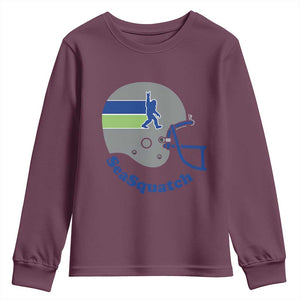 SeaSquatch Bigfoot Football Helmet Youth Sweatshirt Seattle Sports Fan Pride
