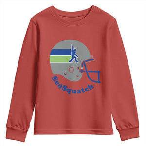 SeaSquatch Bigfoot Football Helmet Youth Sweatshirt Seattle Sports Fan Pride
