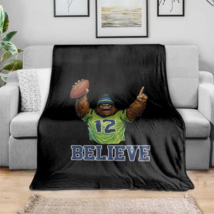 Funny Bigfoot Seattle Sports Fan Throw Blanket Pacific Northwest Football Graphic