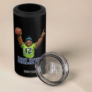 Funny Bigfoot Seattle Sports Fan 4 in 1 Can Cooler Tumbler Pacific Northwest Football Graphic
