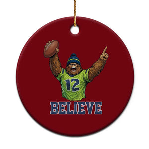 Funny Bigfoot Seattle Sports Fan Ceramic Ornament Pacific Northwest Football Graphic
